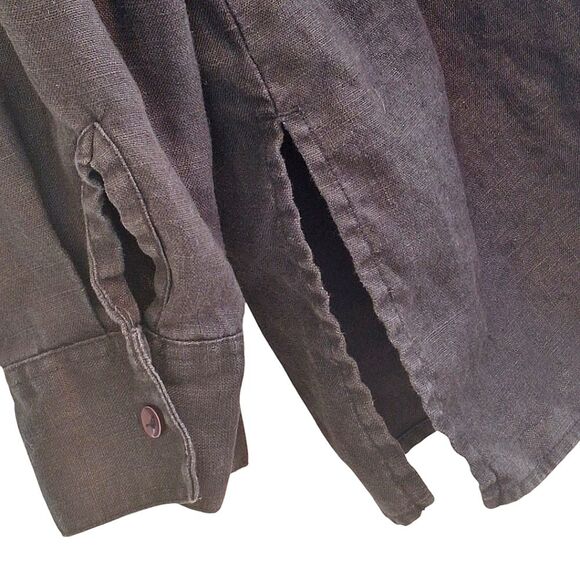 Style & Co 100% Linen Black Shirt Shacket Vintage Hong Kong Relaxed Fit size L - Picture 6 of 16